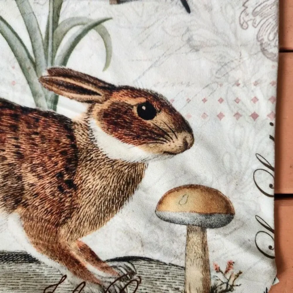 French Pillow Cover,20x20 Bunny Rabbit Dragon Fly Jardin Botanique, Zip